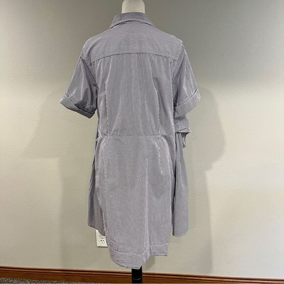 Free Assembly Striped Button-Up casual Dress with Waist Tie size extra large - Picture 8 of 15